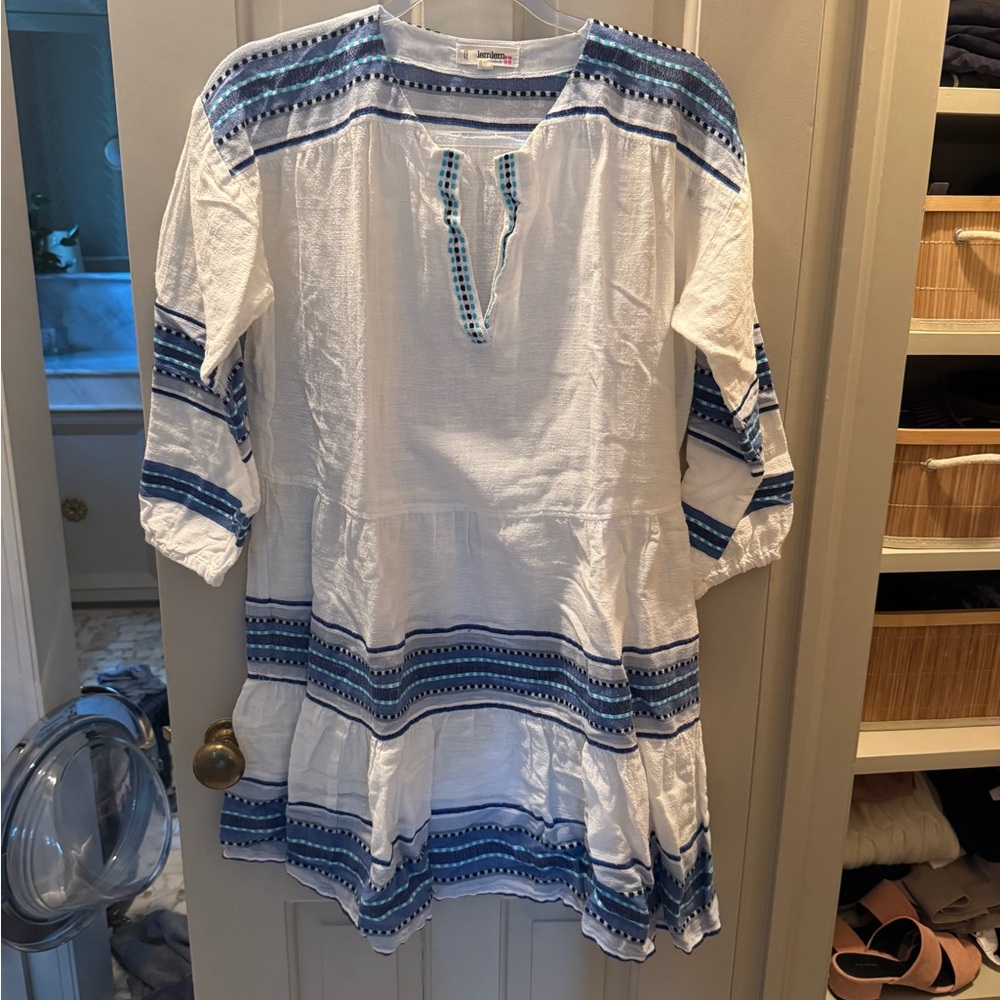 Lemlem White and Blue Striped Tunic